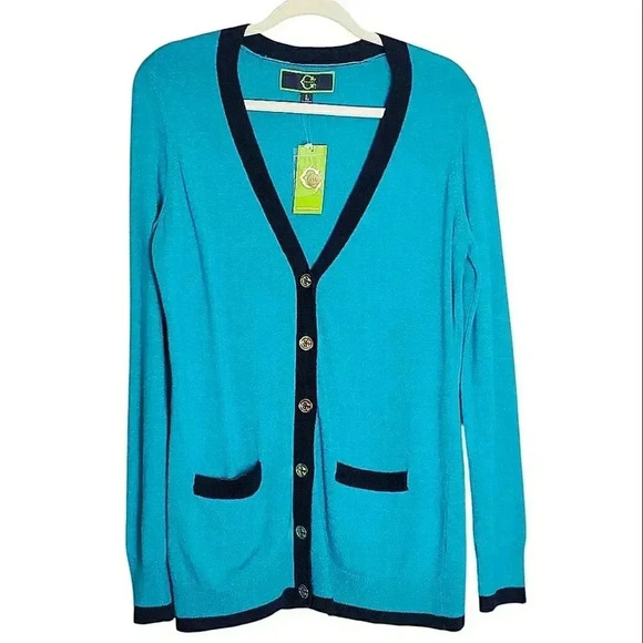 C. Wonder Sweaters - C. Wonder Button Down Cardigan Long Sleeve Teal Navy Blue Wool Alpaca NWT